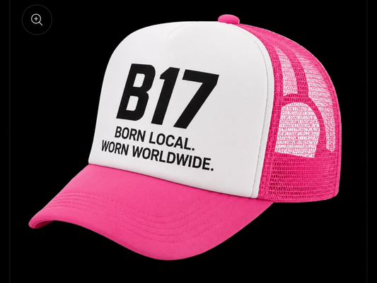 B17 PRINT TRUCKER HAT [WHITE/PINK]